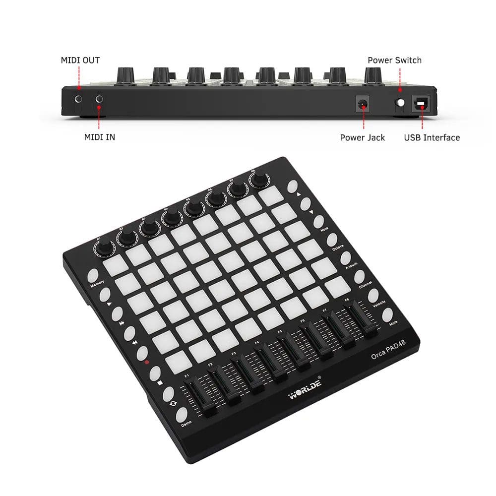 Controlador MIDI Orca Pad48 de 48 Pads Worlde - La Victoria - Ecuador